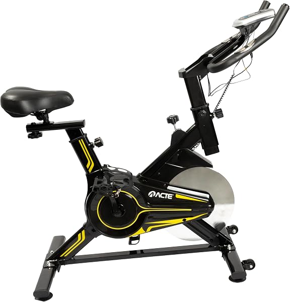 Acte Sports E16 Bicicleta para Spinning Roda Livre Freio Mecânico 8kg - Preto/Amarelo