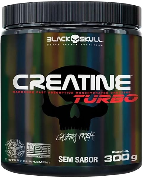 Black Skull Creatine Turbo 300g Sem Sabor (Creatina com Carboidrato)